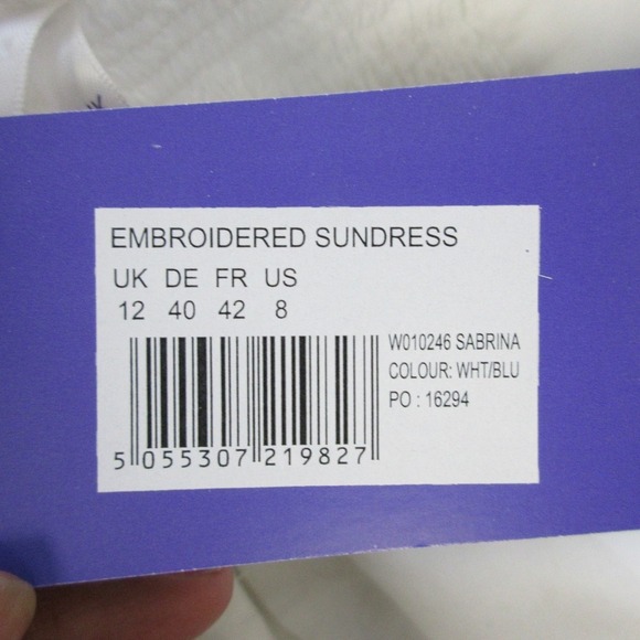 Seraphine Sabrina Embroidered Sundress 8 White Tiered Sleeveless White Boho 280 - Picture 5 of 13